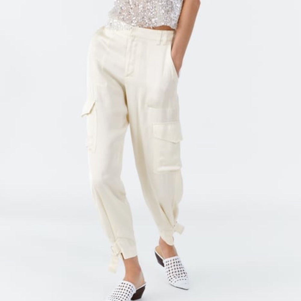 Zara satin cargo pants
